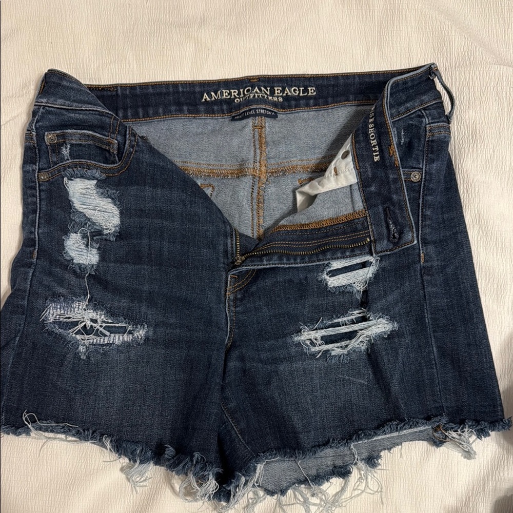 American Eagle Outfitters Blue Jean Shorts Distressed Style